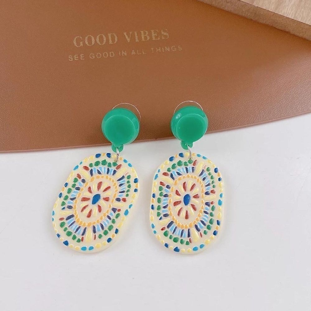 Mosaic Oval | Lightweight Acrylic Earrings | Quarter Moon Bazaar